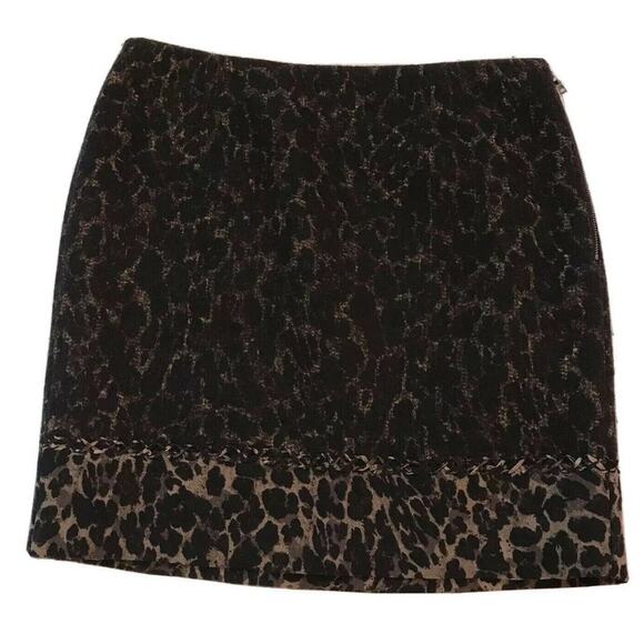 Elie Tahari women wool lining Animal Print formal Skirt sz 8 flat front - Picture 12 of 12